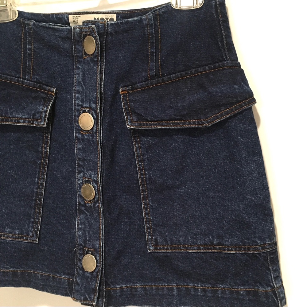 ⭐️ Topshop Moto Button Front Cargo Denim Mini Skirt 6 - Picture 5 of 7